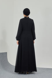 ROBE DE SOIRÉE SHIFON NOIRE | 7768-1