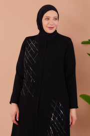 Black  Abaya With Shiny Stones | 2073-2-1