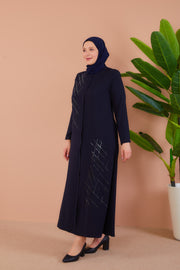 Navy blue Abaya With Shiny Stones | 2073-2-5