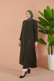 Abaya Kaki Avec Pierres Brillantes | 2073-2-9