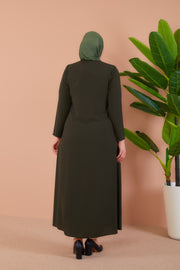 Abaya Kaki Avec Pierres Brillantes | 2073-2-9