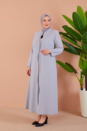 Abaya grise Grande Taille de Nouvelle Saison | 2066-24