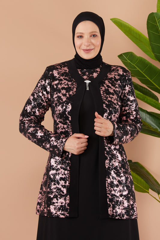 Broş Detaylı Ceketli Sendi Takım Pembe | 801423