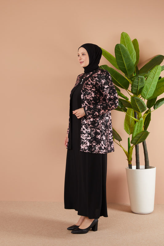 Broş Detaylı Ceketli Sendi Takım Pembe | 801423
