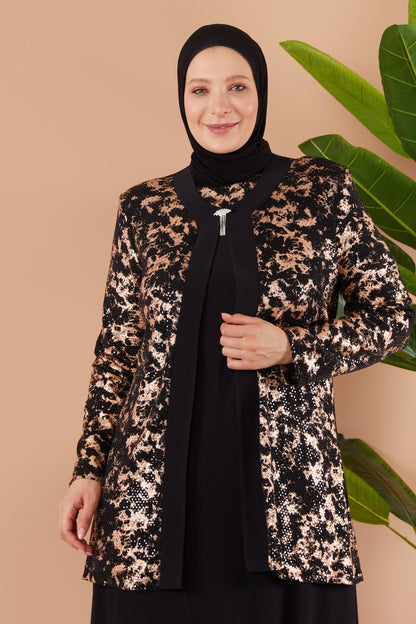 Robe en mousseline grande taille avec pierres bordeaux | 8013-2-7