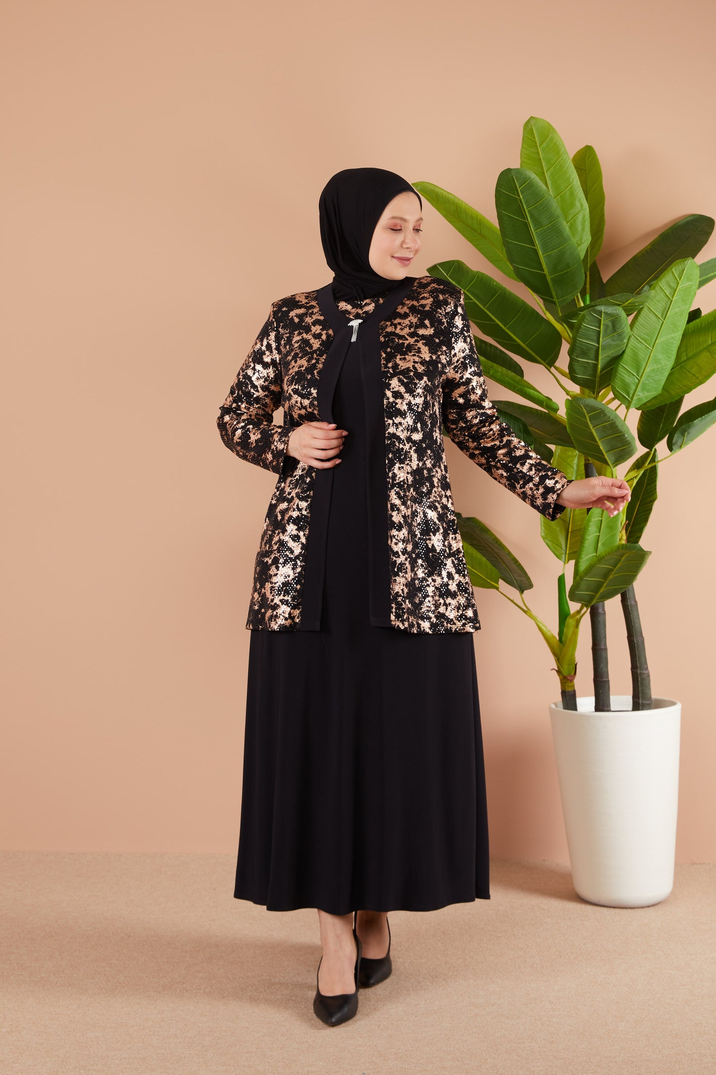 Robe en mousseline grande taille avec pierres bordeaux | 8013-2-7