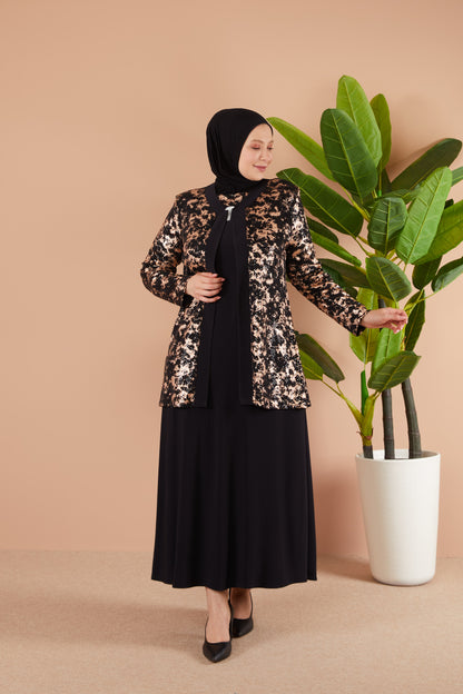 Robe en mousseline grande taille avec pierres bordeaux | 8013-2-7