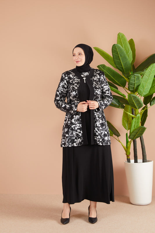 Broş Detaylı Ceketli Sendi Takım Siyah | 801421