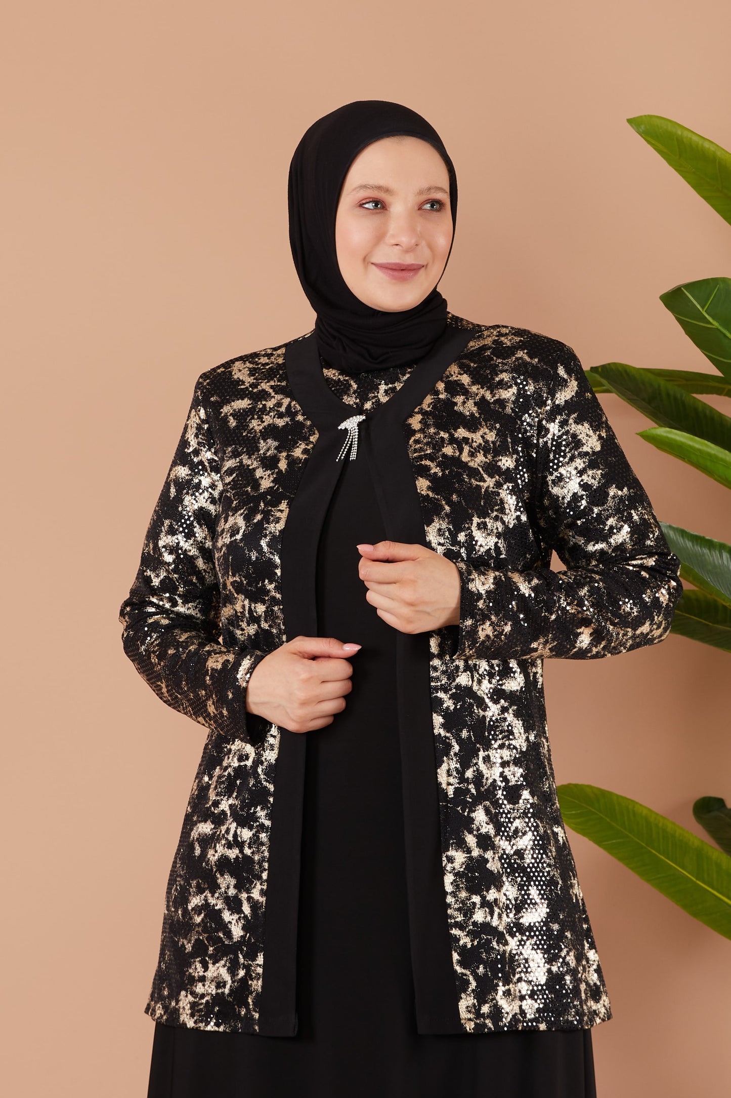 Broş Detaylı Ceketli Sendi Takım Gold | 8014221