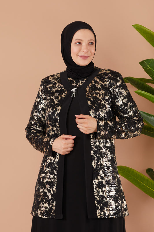 Broş Detaylı Ceketli Sendi Takım Gold | 8014221