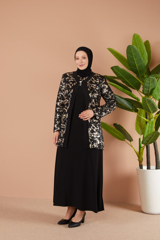 Broş Detaylı Ceketli Sendi Takım Gold | 8014221