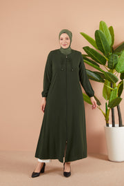 عباية سادة مقاس كبير كاكي  | 2081-9