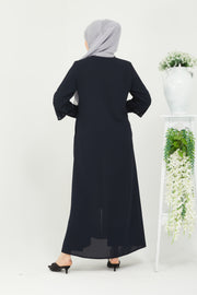  Abaya Navy blue Front Embroidered Double Sleeve | 2058-5