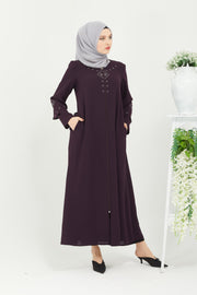  Abaya Khaki Front Embroidered Double Sleeve | 2058-8