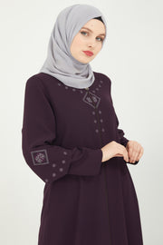  Abaya Khaki Front Embroidered Double Sleeve | 2058-8