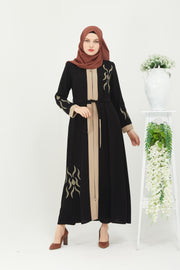 Embroidered and detailed stone abaya, Black color | 2059-1