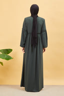 Önü ve Kolu Büzgülü Bileği Lastikli Geniş Kol Ferace Haki | 20619