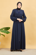 Önü ve Kolu Büzgülü Bileği Lastikli Geniş Kol Ferace Lacivert | 20615