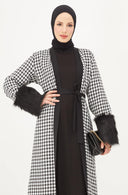 Kolları ve Etek Kısmı Kürklü Kap Siyah | 9009-1 - MODALALE