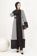 Kolları ve Etek Kısmı Kürklü Kap Siyah | 9009-1 - MODALALE