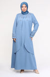 Robe  bleu en mousseline grande taille | 8012-1-31