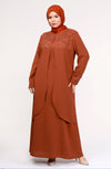 Robe en mousseline grande taille avec pierres bordeaux | 8012-2-29