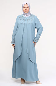 Big size chiffon dress with stones Burgundy | 8013-2-7