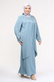 Big size chiffon dress with stones Burgundy | 8013-2-7