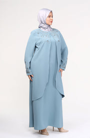 Big size chiffon dress with stones Burgundy | 8013-2-7