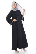 Kolları Şerit Taşlı Ferace Lacivert | 202415