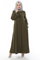 Kolları Şerit Taşlı Ferace Haki | 202419