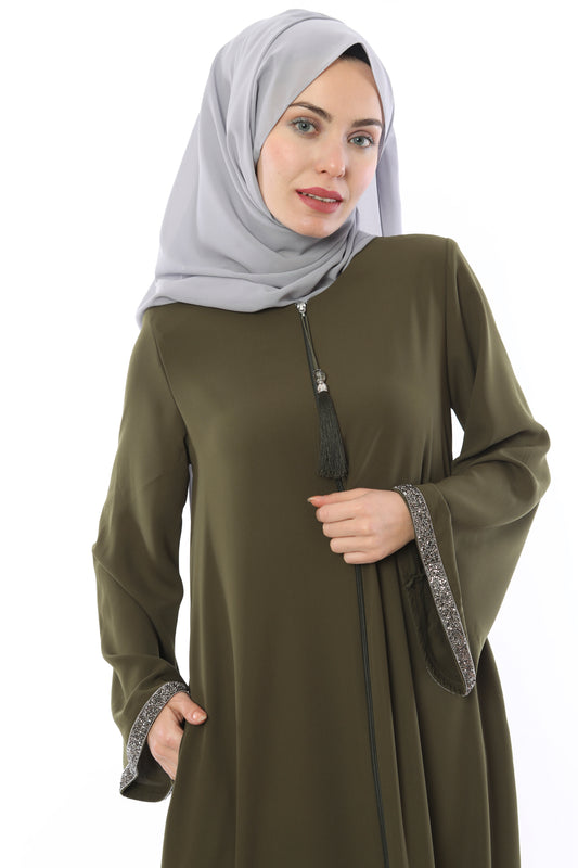 Sliver Stone Abaya Kaki | 2024-1-9