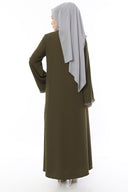 Kolları Şerit Taşlı Ferace Haki | 202419