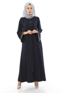 Kolları Şerit Taşlı Ferace Lacivert | 202415