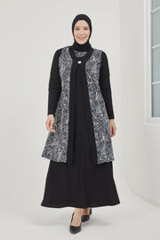 Big size chiffon dress with stones Burgundy | 8013-2-7