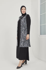 Big size chiffon dress with stones Burgundy | 8013-2-7