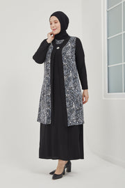 Big size chiffon dress with stones Burgundy | 8013-2-7